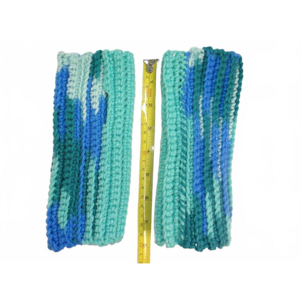 Handmade Crochet Handwarmers‎ in Blue and Green Lot 4